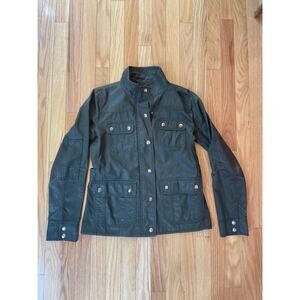 J. Crew Black Label Women XS Downtown Field Utility Jacket Wax Coated Army Green